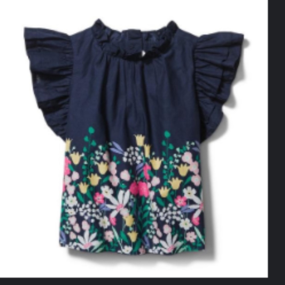 Janie and Jack Floral Ruffle Sleeve Top size 3